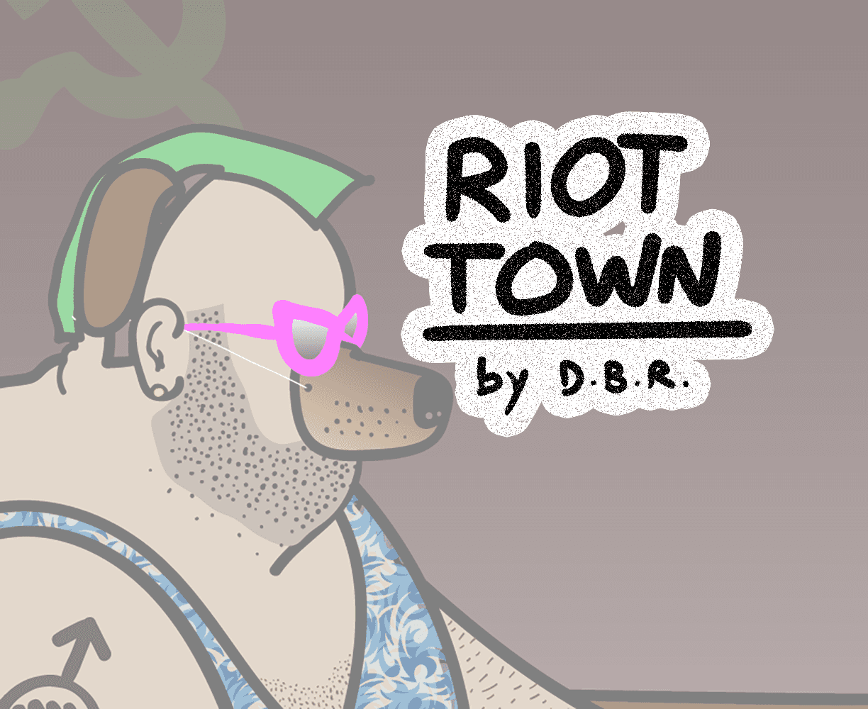 The cover art for the episode Doxxer Poodle from the comics series Riot Town, USA, which is number 50 in the series